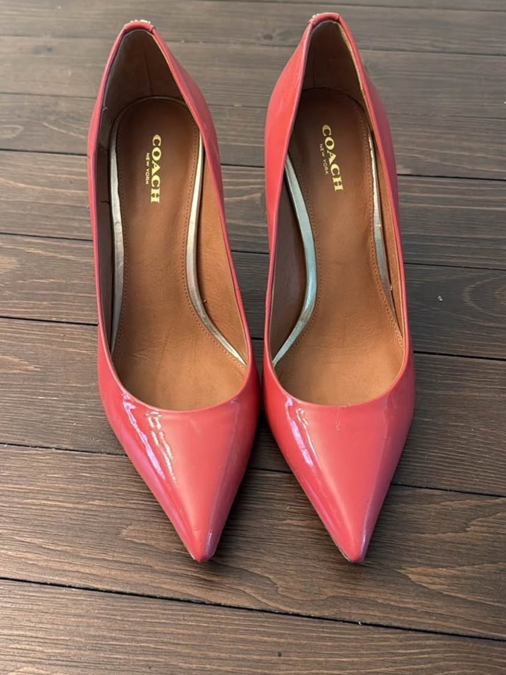 COACH Coral Patent Pointed-Toe Pumps